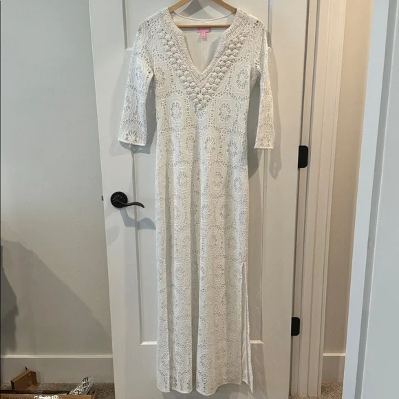 Lilly Pulitzer Sharrie Caftan Maxi Dress Resort White King Street Lace Size S - Picture 5 of 10